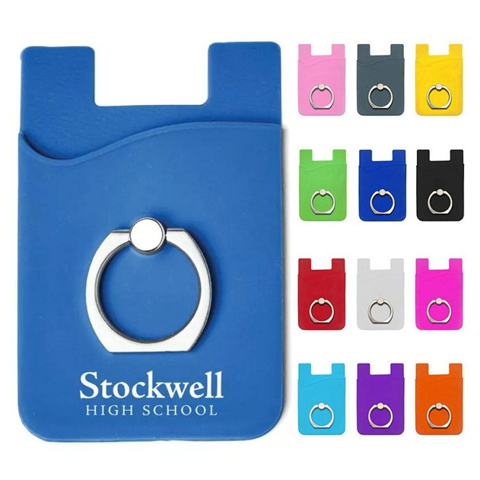 Silicone Smart Phone Wallet w Ring Stand