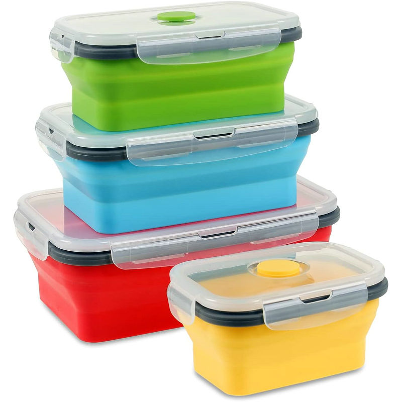 4 Sizes Collapsible Food Storage Containers with Airtight Lid 