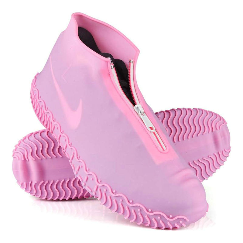Silicone Reusable  Waterproof Shoe Covers (Pink)