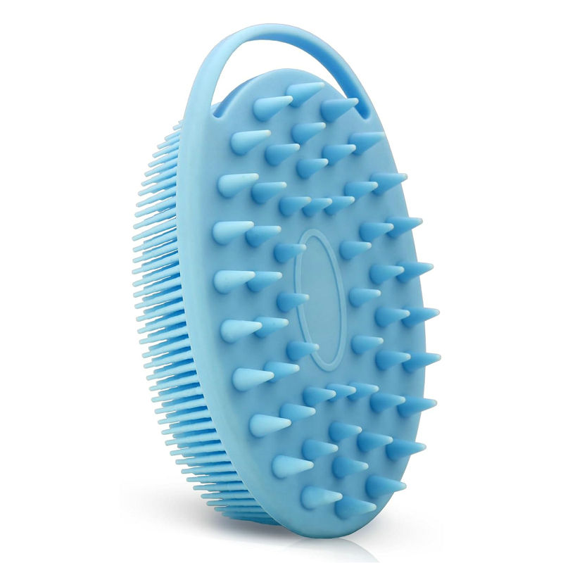 Silicone Shower Body & Head Brush Scrubber (Blue)