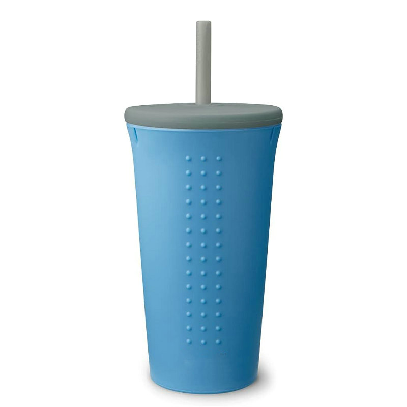 16 oz Silicone Straw Cup with Lid
