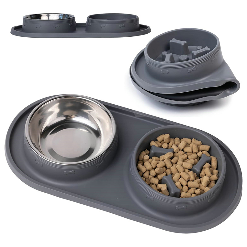 Dog Slow Feeder Bowl Set